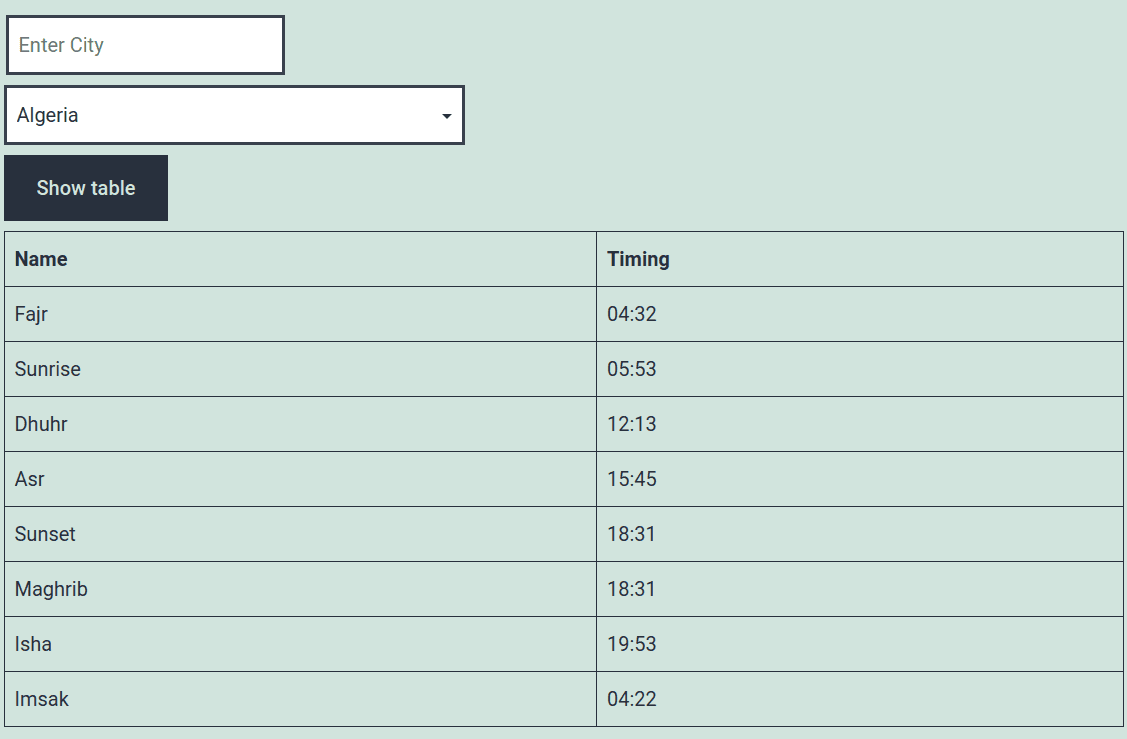 Xohoa Prayer Time Plugin